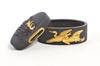Yoshioka Inabanosuke Fuchi Kashira Gold Inlaid Crane and Three Chicks Edo Japan