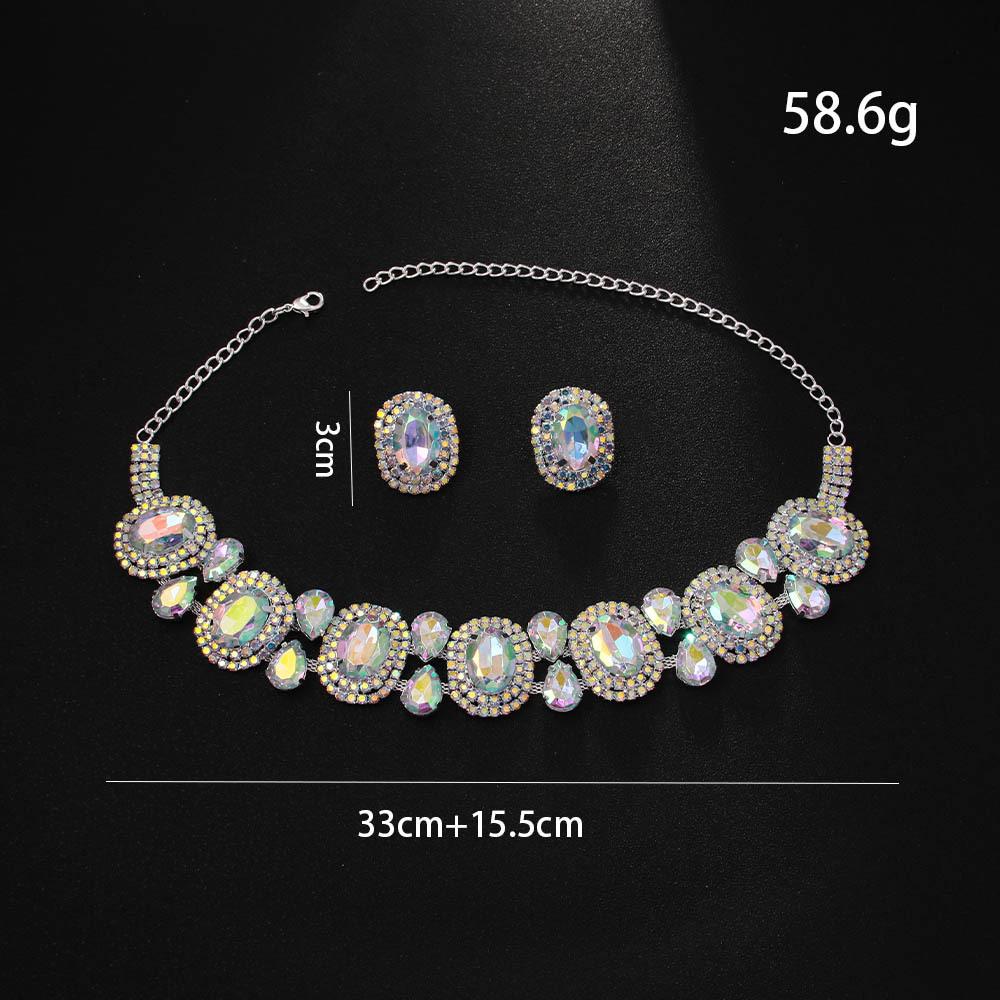 Elegante Set di Collane con Strass Scintillanti Personalità Esagerata Collana Colorata Decorazione per Feste Regalo