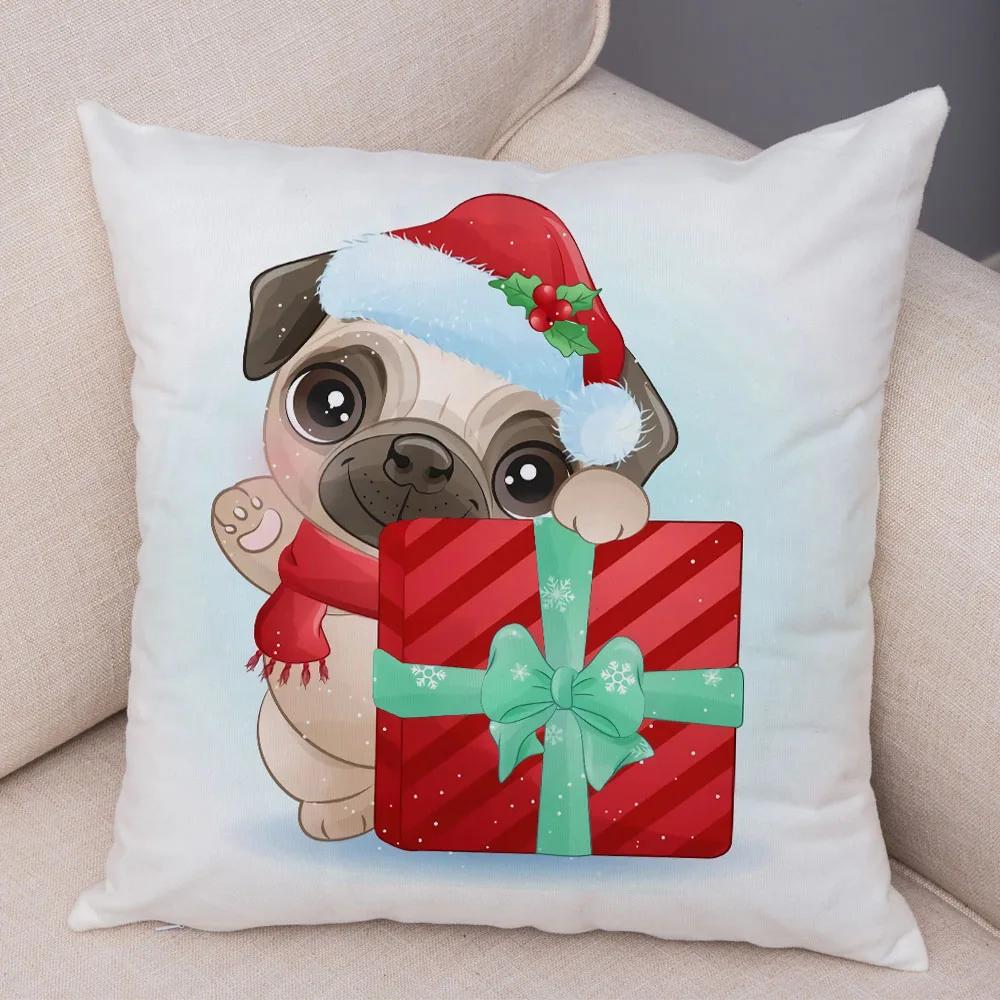 Nordic Kids Room Dog Fox Panda Cow Pillow Case Decor Cute Cartoon Animal Merry Christmas Soft Plush Cushion Cover for Sofa Home