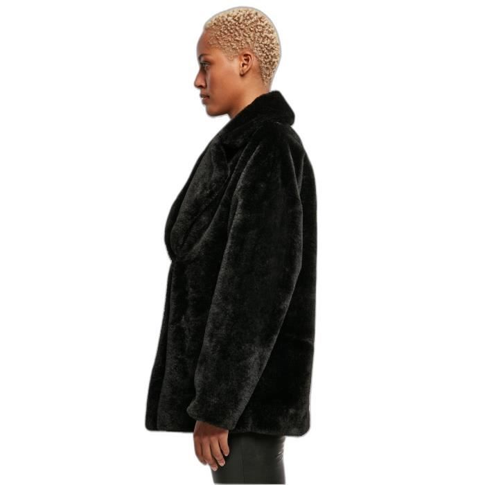 Manteau Femme Urban Classics Lapel Teddy - Noir - L