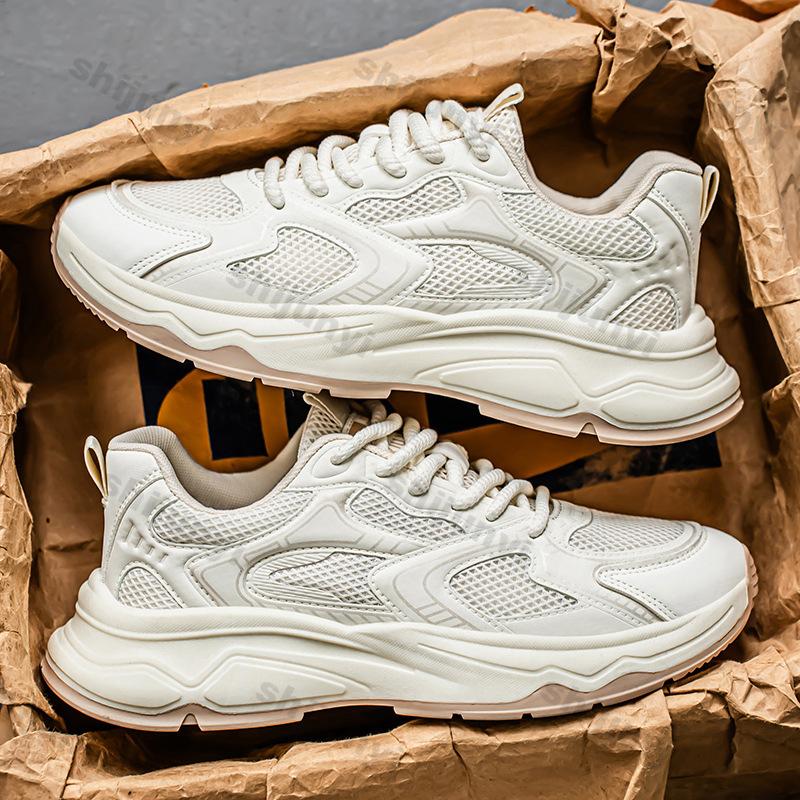 Men White Sneakers Summer New Breathable Mesh Non Slip Sports Running Shoes Lightweight Comfortable Lace Up Outdoor Casual Shoes