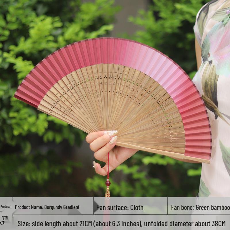 Red Ancient Style Chinese Folding Dance Fan - Easy To Open & Close, Perfect for Hanfu, Cheongsam, and Runway Shows