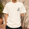 2026 New Cotton Tshirt Vintage Distressed Initial J Pocket Small Logo Print Casual Short Sleeve