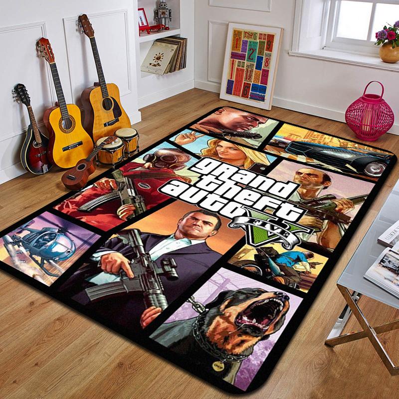 G-Grand Theft Auto Gedruckter Teppich Mode Yogamatte Schlafzimmer Dekoteppich Wohnzimmer Dekorative Bodenmatte Geburtstagsgeschenk