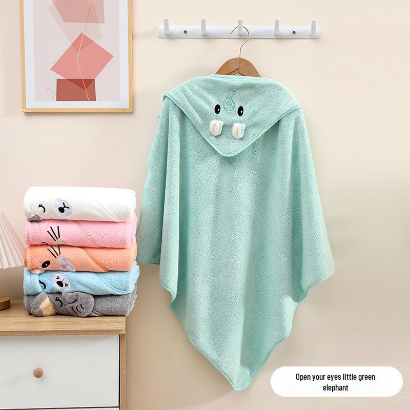 Soft Coral Fleece Baby Swaddle Hooded Bath Towel