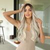 Long Wavy Synthetic Wig With Middle Part Heat-Resistant Fiber Light Golden Blonde 65cm Length Natural Look Daily Wear