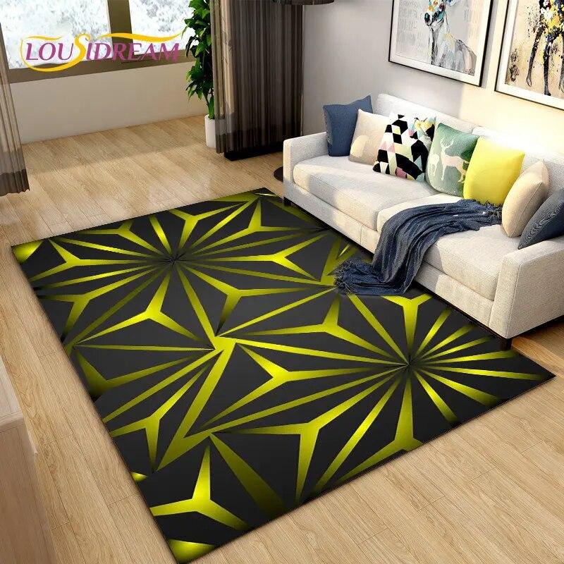 3D Geometric Lattice Pattern Area Rug,Carpet Rug for Living Room Bedroom Sofa Decoration,Kitchen Bath Doormat Non-slip Floor Mat