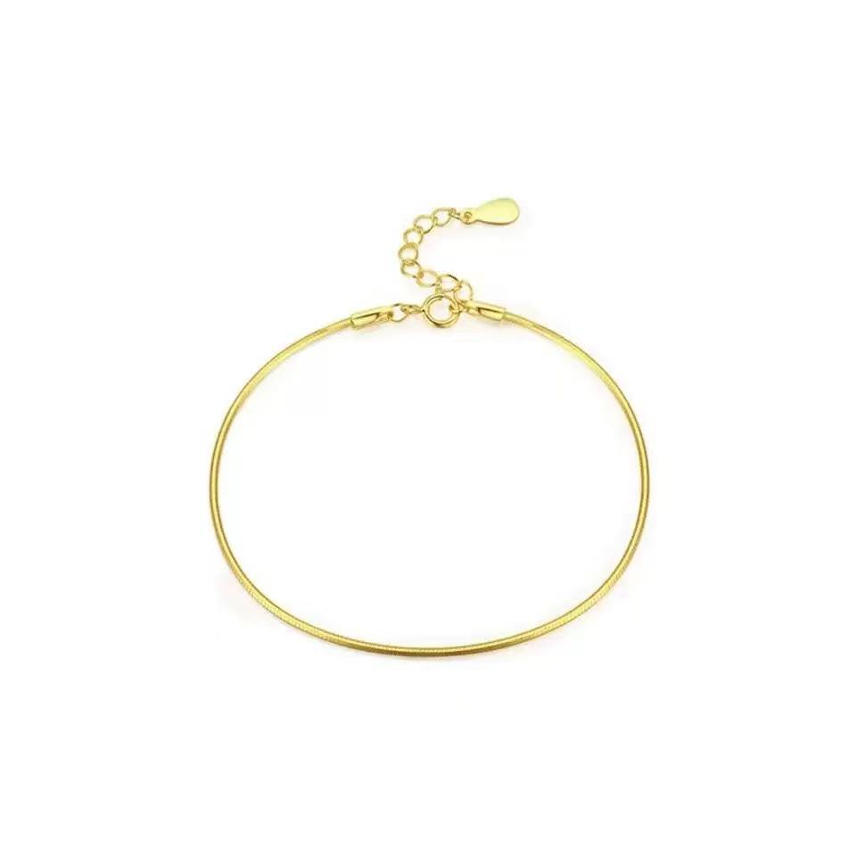 

18K Gold-Plated Sterling Silver Minimalist Snake Chain Bracelet 925 Sterling Silver