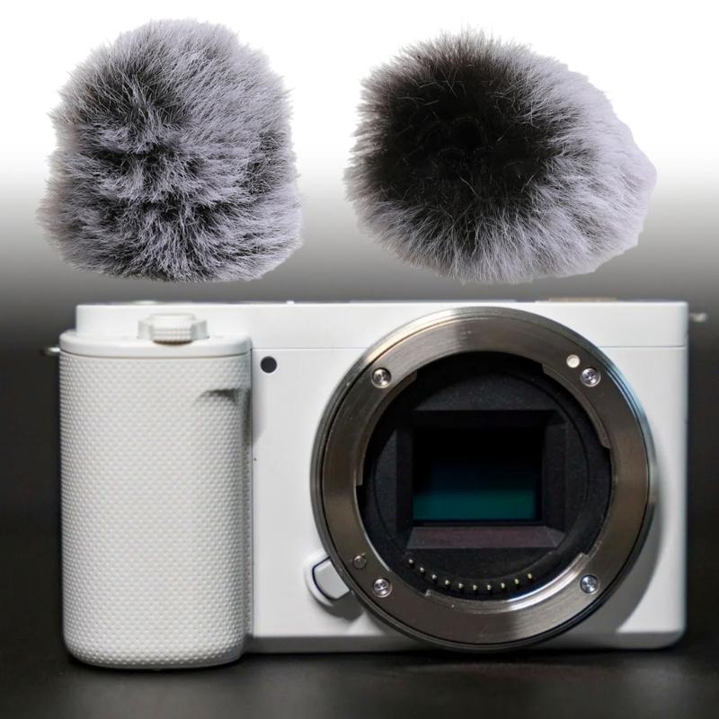 Outdoor Recording Wind Muff Cover 2 Pack, Camera Top Windscreen with Soft Outer Layer, Slip On Form, 3.5 x 3.5 cm Size Check for Travel Use