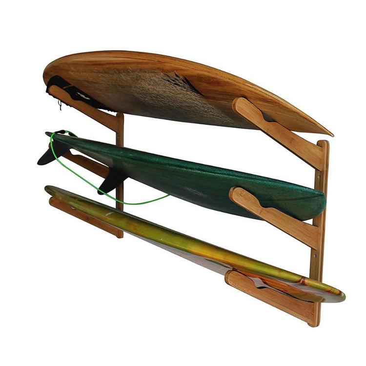 Bamboo Surf and Skateboard Multi-Layer Wall Rack