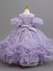 Girls' One-Shoulder Princess Dress with Mesh Puff Skirt – Formal Flower Girl Birthday Dance Costume
