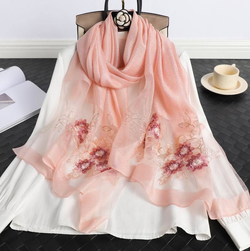 Beach Stoles Headscarf Women Scarf Silk Wool Embroidery Floral Female Thin  New Foulard Bufanda Hijab Shawls Wraps Pashmina
