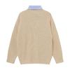 V-neck Knit Cardigan Preppy Vintage Colorblock Fake 2-piece Long Sleeve Casual Outerwear Teens