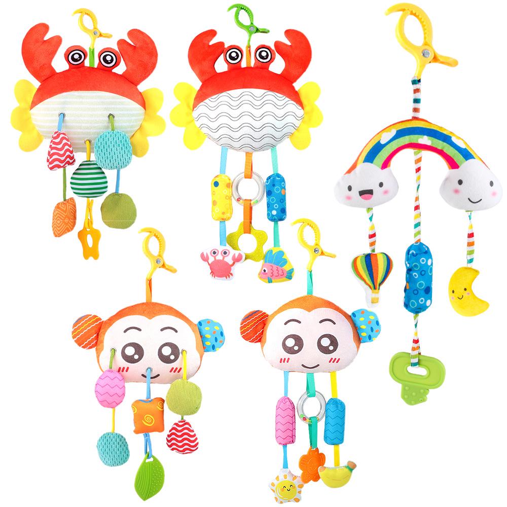 Crab Pull-String Stroller Mobile: Newborn Baby Soothing Rattle Toy