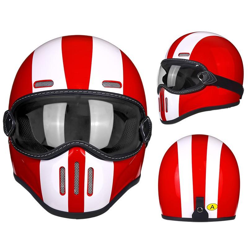 Fiberglass Retro Full Face Motorcycle Helmet Men Women Small Shell Pig Nose Design Harley Cruiser Style