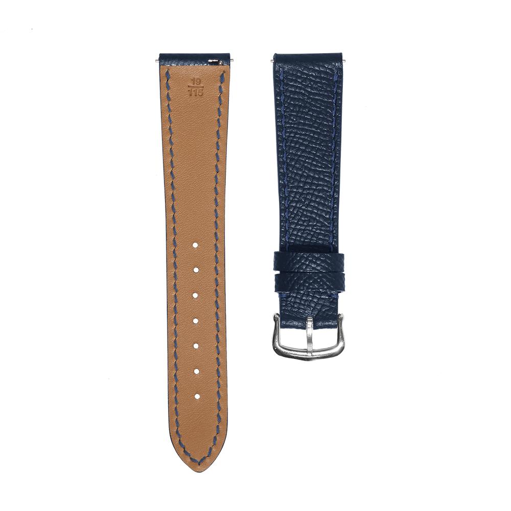 

Для шкіри Hermes Epsom 100% Такої ж Якості Ремінець Для Годинника Hermes Годинника Cartier Tank Dumont Ремінець Преміум Шкіра 22mm&Rose Gold Buckle темно-синього кольору