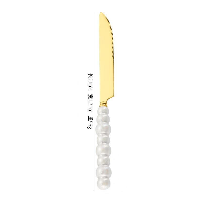 Norse Luxe Ceramic Pearl Cutlery Set: Fork, Knife & Spoon in Elegant Stainless Steel