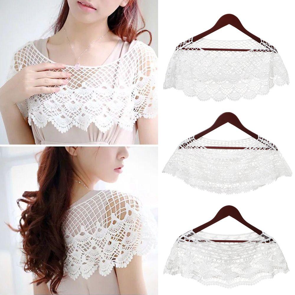 Female Empty Lace Smock Shrug Poncho Crochet Knit Cape Shawl