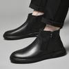 British Style Chelsea Casual Leather Boots Pure Color Versatile Winter Shoes 2026 New Genuine Leather round Flat Designer Shoes
