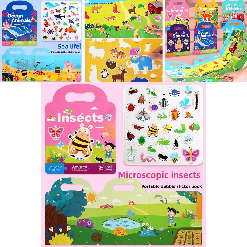 Children Sticker Book With Reusable Paper And Bubble Stickers For Early Learning And Brain Development