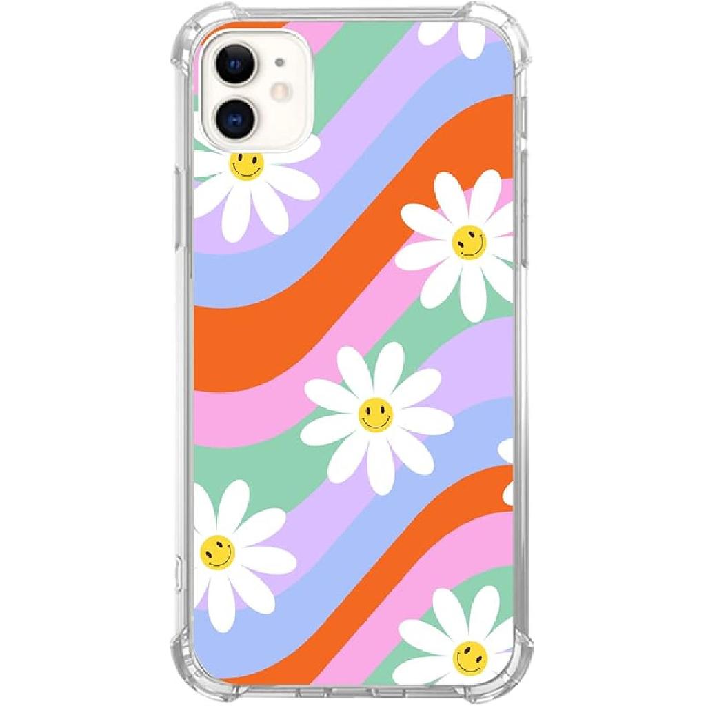 Trippy Psychedelic Flowers Phone Case for iPhone 11, Indie Hippie Colorful Eyes Flower Cover for Teens Women Men, Soft TPU Shockproof Case for iPhone