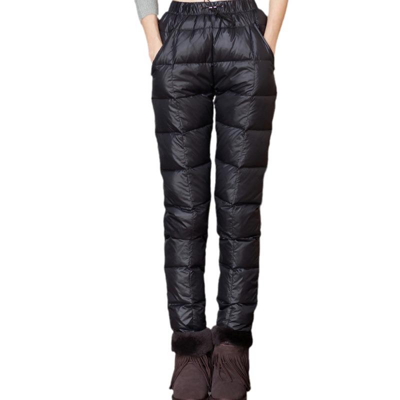 Women's Thickened High Waist Slimming Down Pants - Winter Warm Cotton with 90% White Duck Down, Plus Size Available