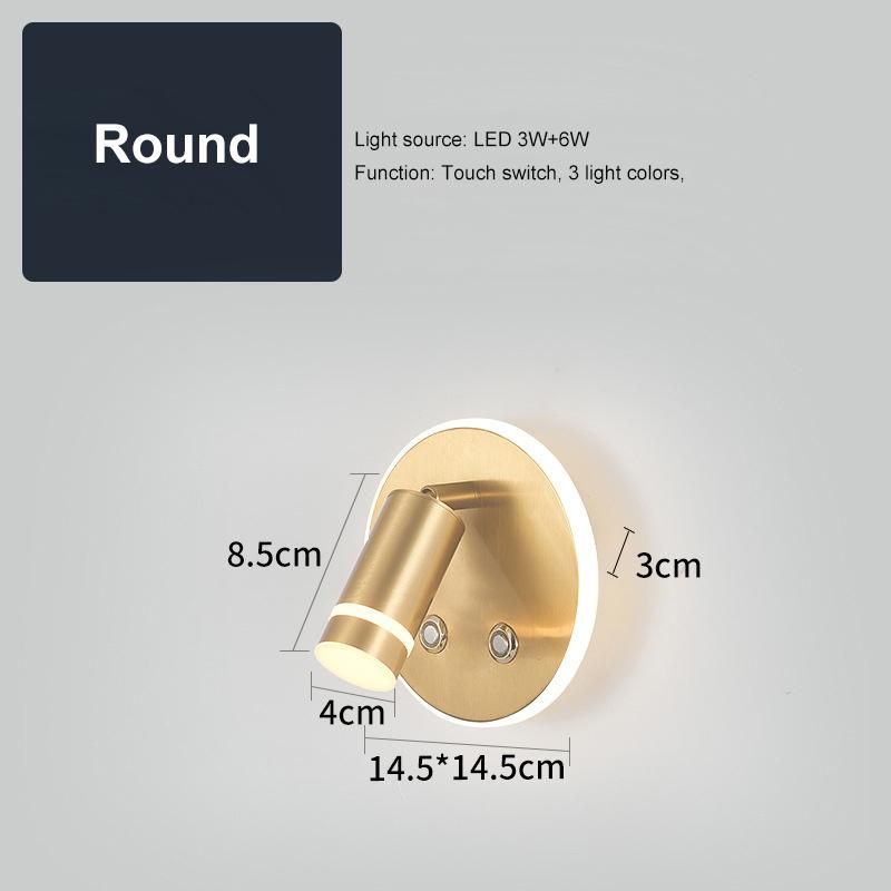 Wall Reading Lamp USB Charging Wall Light Round Bedside Ambient Lighting Indoor Room Decor Bedroom Living Room Hotel Dining Room
