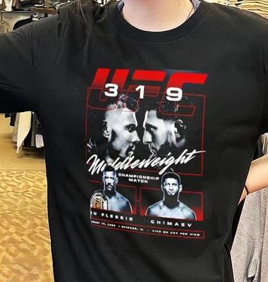 T-Shirt Evento Principale UFC 319 Du Plessis vs Chimaev, Maglietta Serata di Combattimento MMA, Regalo per Fan
