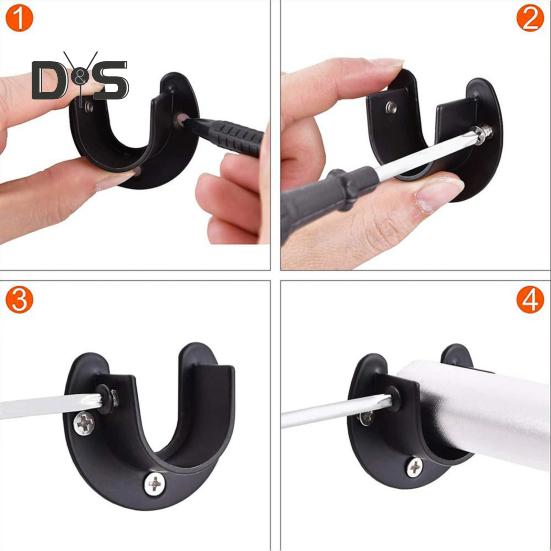 1 Set Closet Rod Bracket with Screws Rustproof Corrosion Resistant Simple Installation Curtain Rod Holder Closet Rod Support Kit