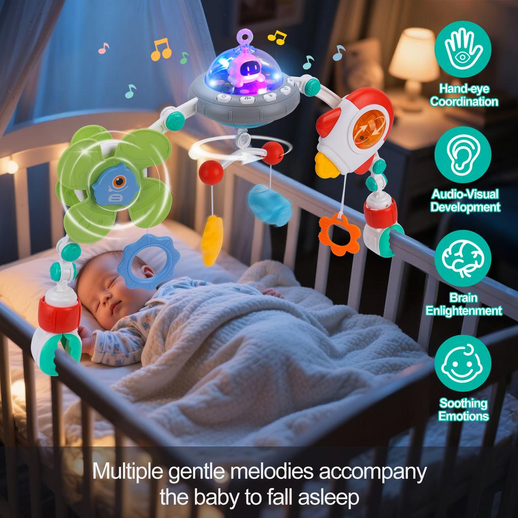 Bebek Puset Kemer Oyuncakları Beşik Mobil Müzikli Dönen Zıplama Oyuncakları İnce Motor Becerileri Duyusal Gelişim Kemer Bebek Araba Koltuğu Oyuncakları