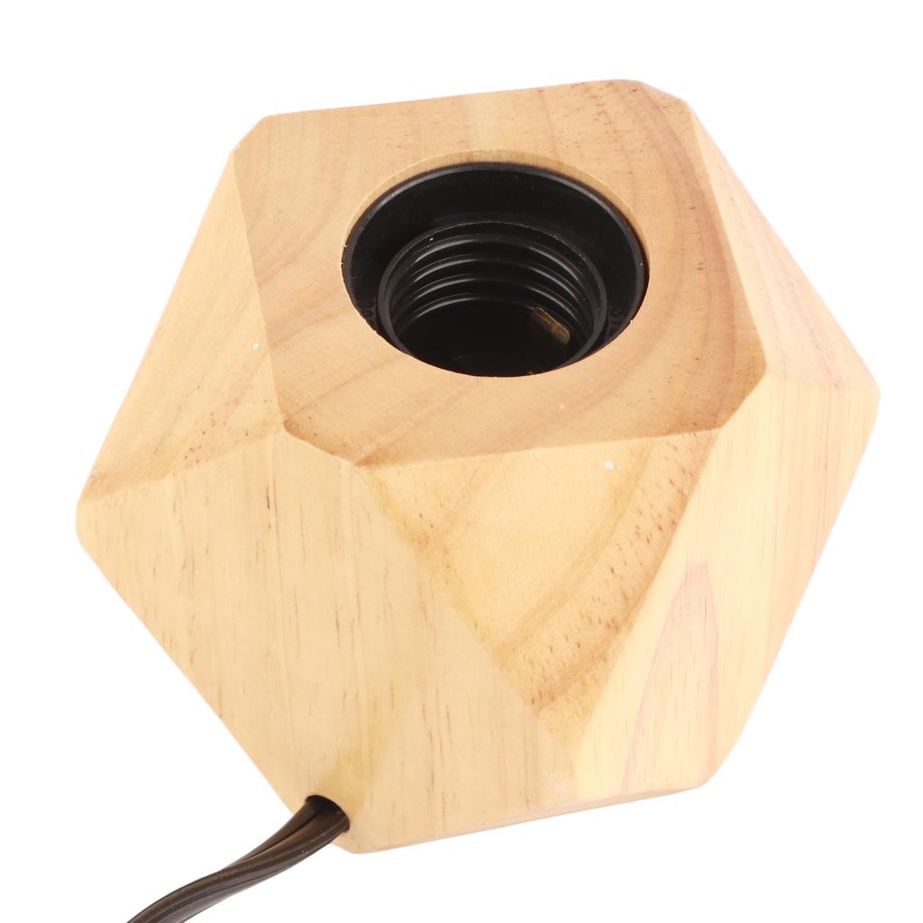 Wooden Diamond Lamp Base E26 Socket Modern Small Wood Table Lamp Base for Home Decor