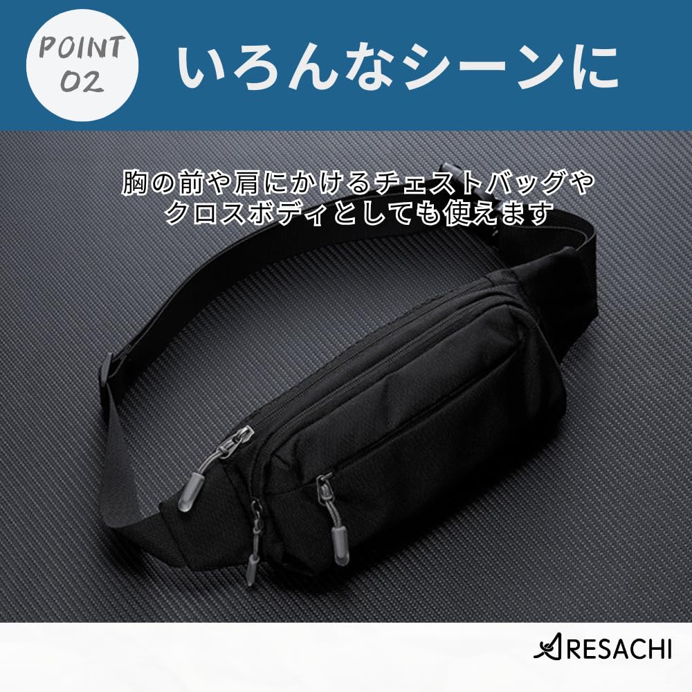 ARESACHI Small Waist Hip Bag for Men and Black Pouch, Women, Work, Walking, Jogging,