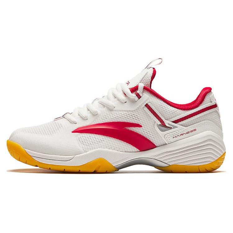 New Anta Cushioning Wear Resistant Low Top Badminton Shoes Women's White Red 922424401-3