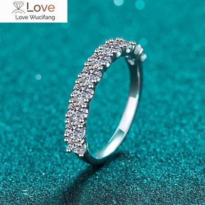 Moissanite Rings 10 Stones 1ct Sterling Silver D VVS Lab Diamond with GRA Certificate Engagement Wedding Ring for Women