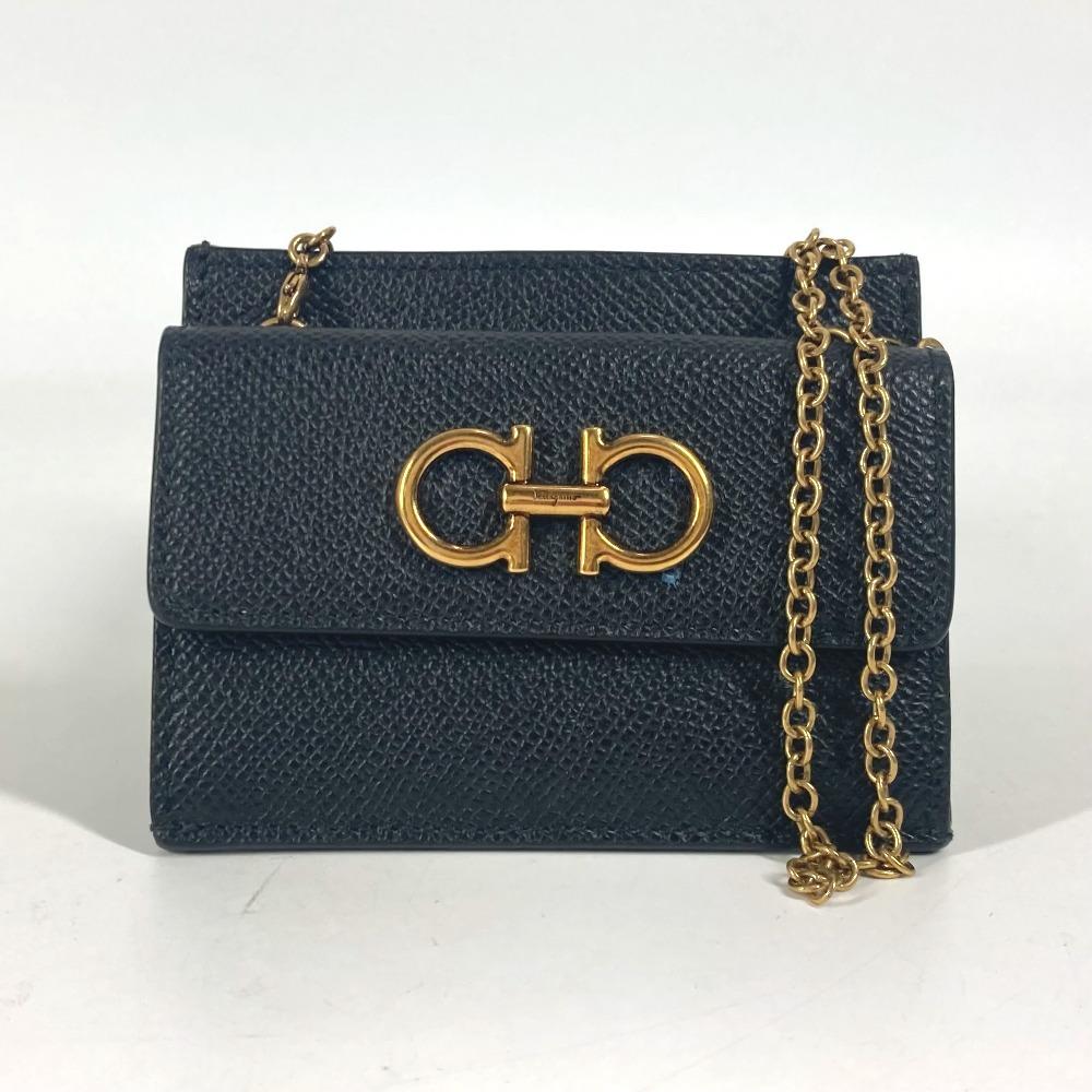 Salvatore Ferragamo Wallet Pouch Gancini logo card coin purse Card Case