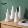 Christmas Tree Decorations Set 5Pcs Illuminated With/No LED Lights, Nordic Style Luminous Decorative Figurine Tabletop Ornaments, Cone for Home Office