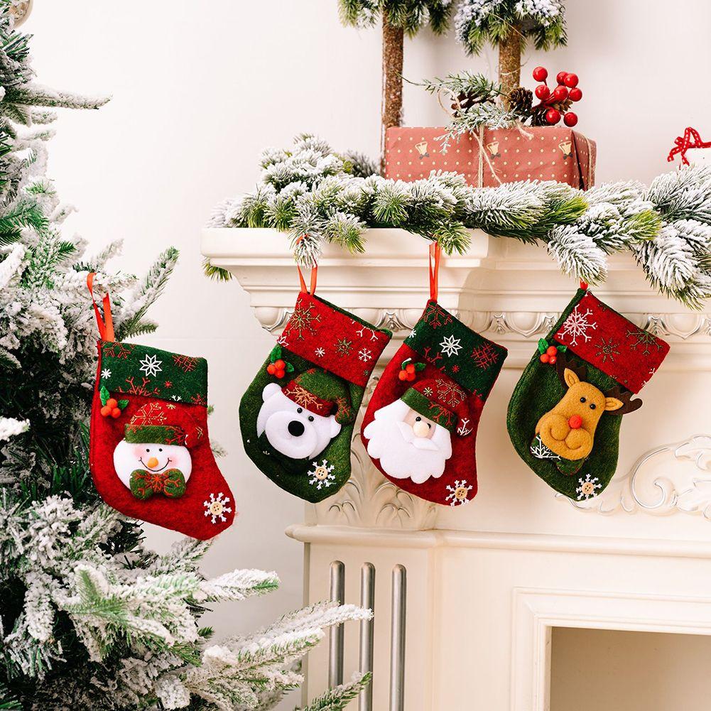Christmas Stocking Hanging Pendant Christmas Santa Bag Candy Tree Xmas Mini Hanging Sock Decor Stocking Home Decor