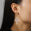 Unalome Lotus Flower Dangle Earrings Stainless Steel Yoga Buddhism Pendant Drop Earring Spiritual Jewelry Gift for Women