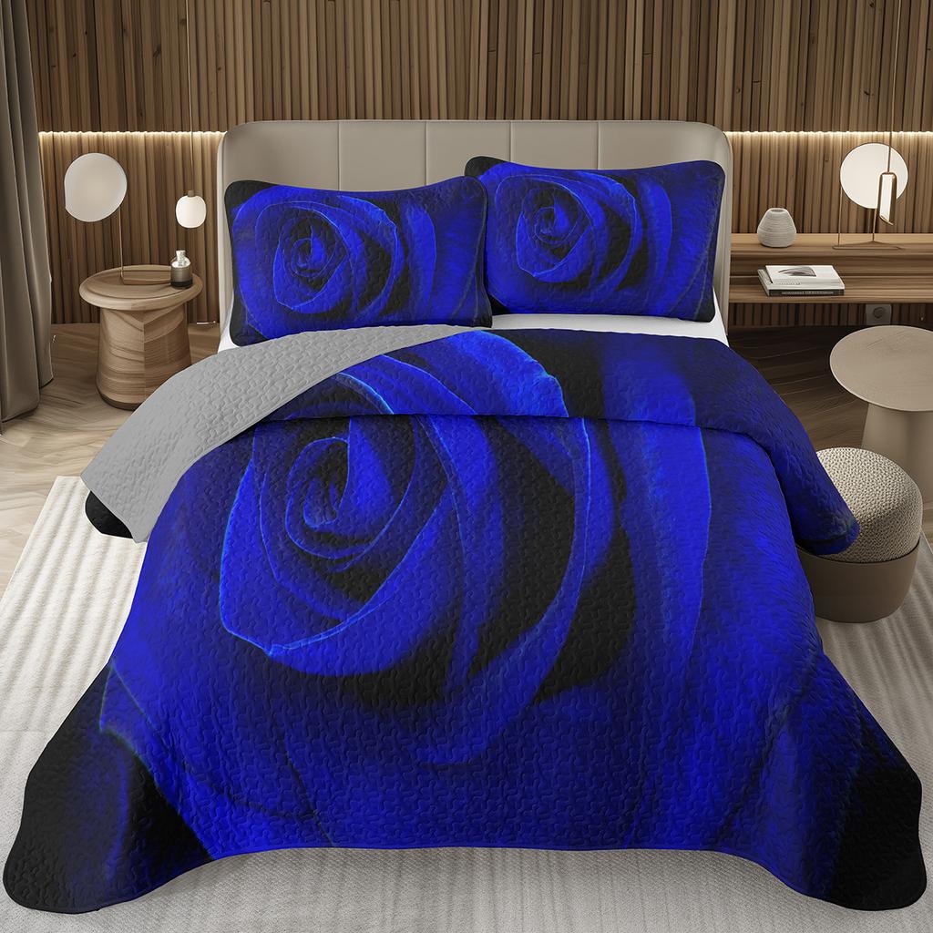 Romantic Rose Bedspread Queen/King/Twin Botanical Floral Coverlet Valentine's Day Quilted Bedding Set for Girls Women Room Decor