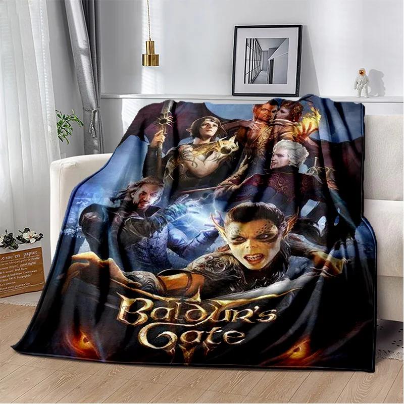 Baldur Gate3 Game Gamer Cartoon 3D Blanket,Soft Throw Blanket for Home Bedroom Bed Sofa Picnic Travel Office Cover Blanket Kids