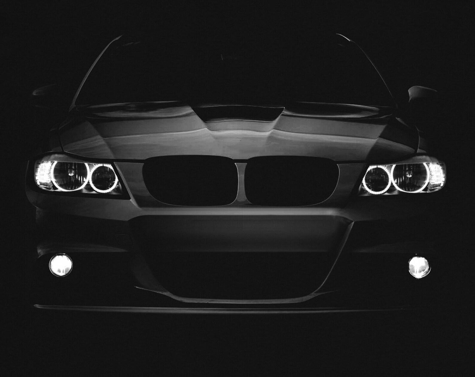 Bimmer E92 M3 T-Shirt Blue Angel Eyes Oss Beemer Headlights Glow Black XL
