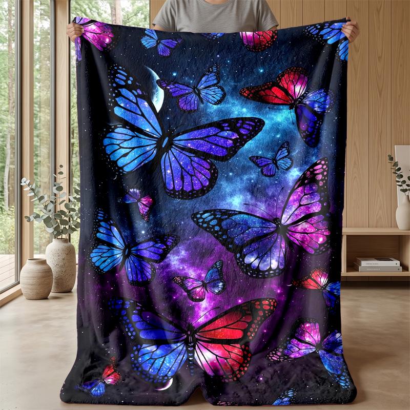 Butterfly Flower Art Collage blanket Personalized Name Flannel Blanket Soft Cozy Plush Throw for Sofa Bed Lightweight Home Decor