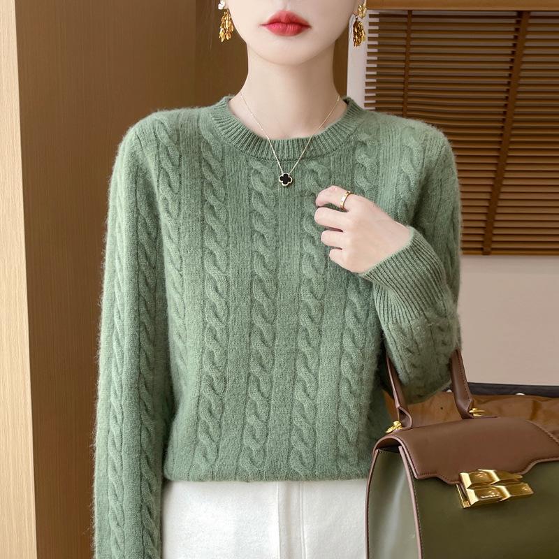 Fashionable Women's Pure Wool Loose Knit Sweater - Casual Autumn/Winter Outerwear