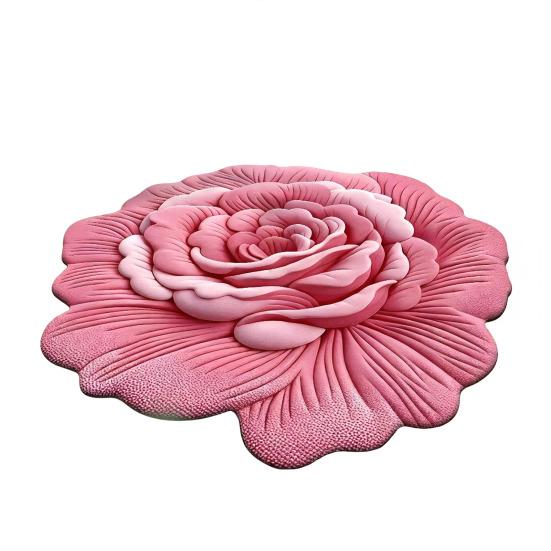 Floor Mat 3D Floral Design Non-Slip Dot-Embossed Backing Quick-Drying Plush Carpet Soft Comfort Bath Rug Home Decor