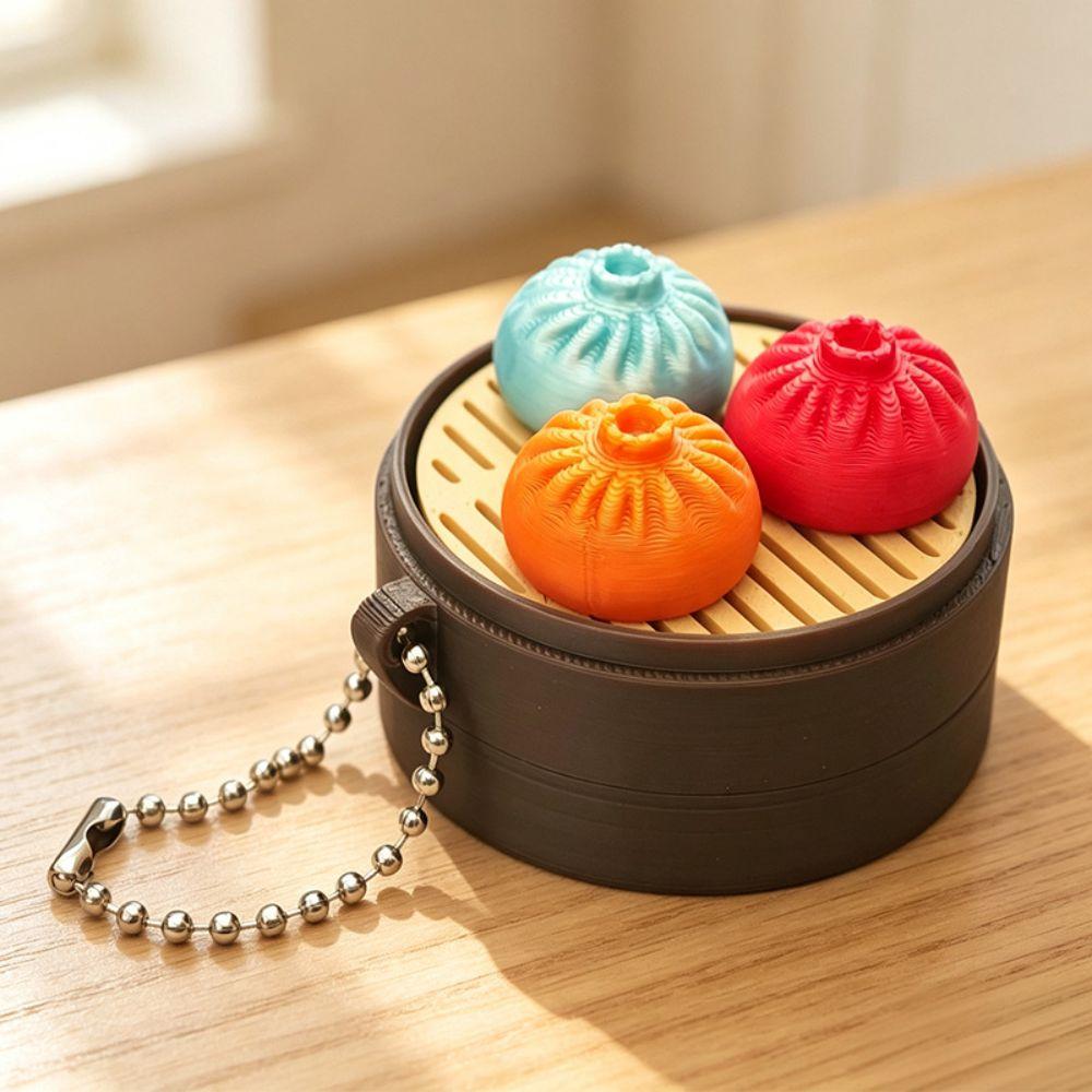 Bun Keyboard Push Button Sensory Spinning Top Fidget Clicker Keychain Party Favor Gift