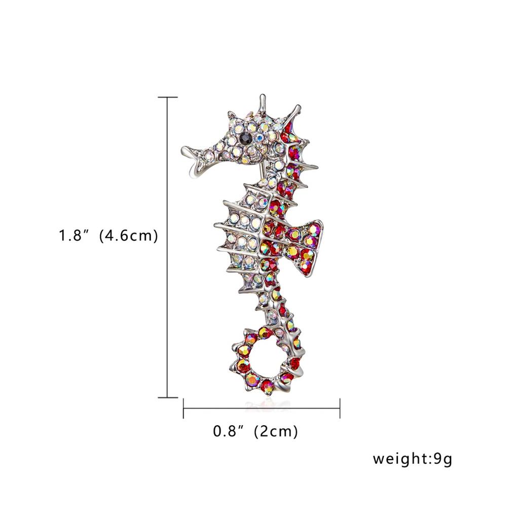Leichter Luxus Voll Strass Seepferdchen Broschen Für Damen Herren Exquisit Trendig Meerestier Rucksack Kleider Anstecknadeln Bankett Schmuck