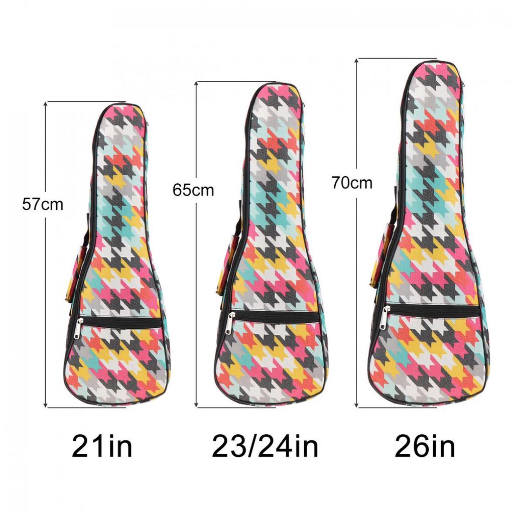 21 / 23 / 26 Inch Colorful Portable Ukulele Bag 10mm Sponge Padded Soft Ukulele Backpack