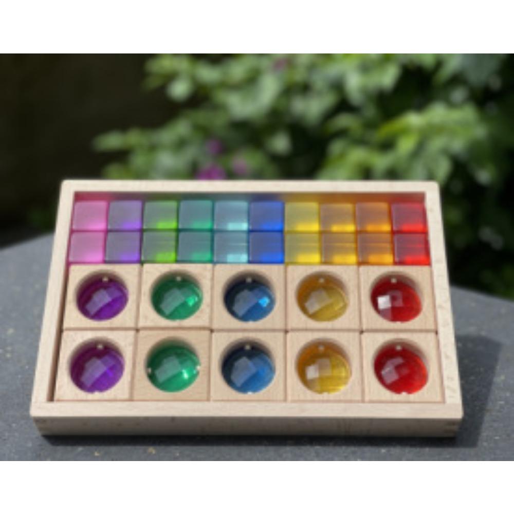 Rainbow Translucent Gemstone Building Blocks Large Particle Cube Building Baby Early Education Toys