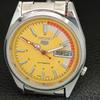 VINTAGE REFURBISHED SEIKO 5 AUTOMATIC JAPAN MENS YELLOW DIAL WATCH a446146-1