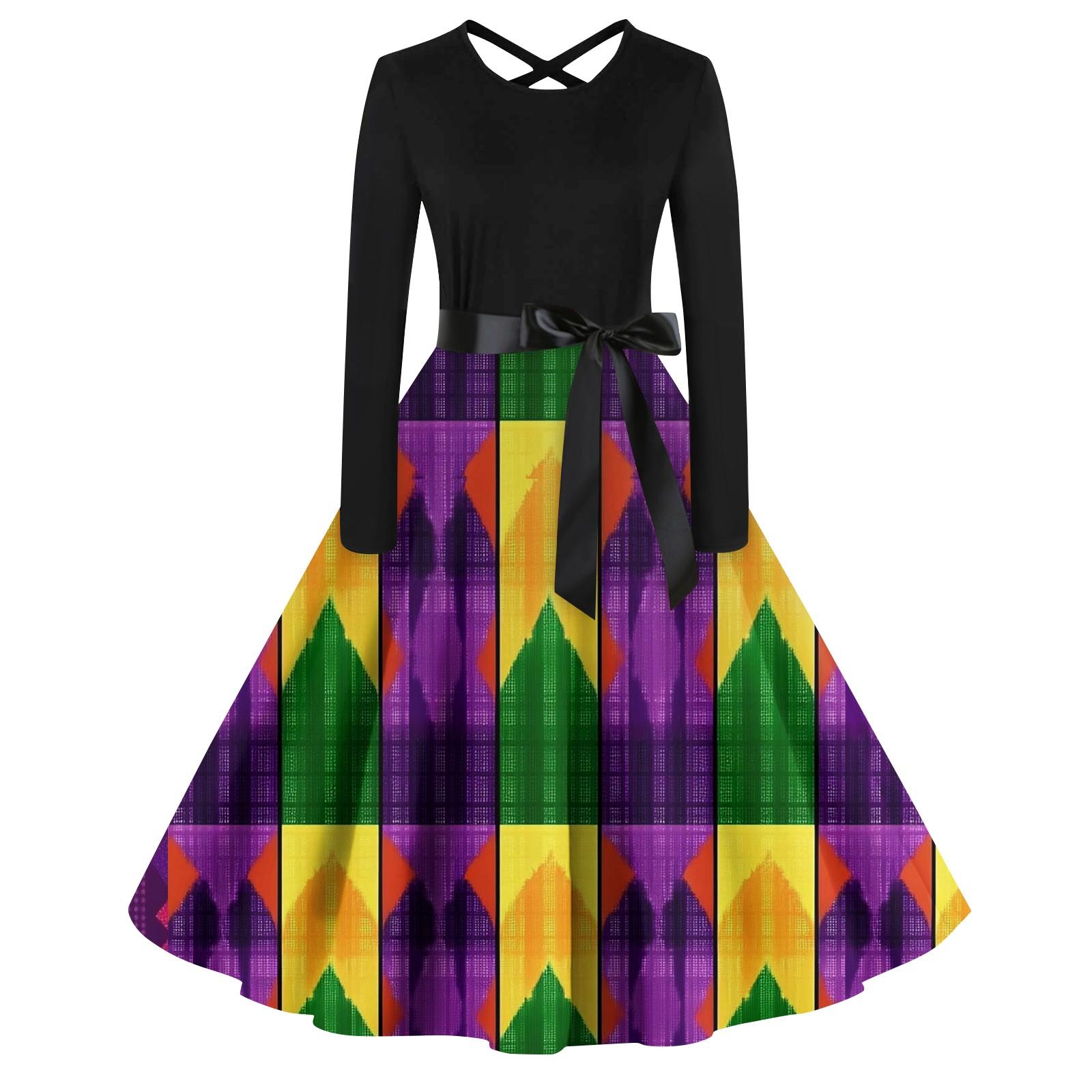 

Женский повседневный пуловер с круглым вырезом и принтом, платье с высокой талией и длинными рукавами XXXL